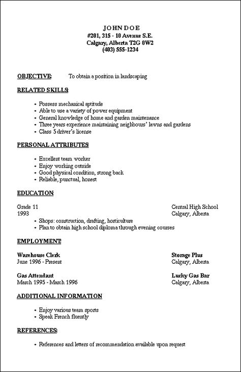 Simple Resume Sample, Basic Resume Format, Simple Resume Examples, Basic Resume Examples, Resume Outline, Simple Resume Format, Resume References, Basic Resume, Job Resume Examples