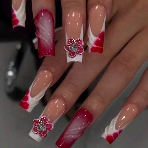 Super Cute And Stylish Ships In 5-10 Business Days Nagel Tips, Girly Acrylic, Nails 3d, Flower Nail Designs, Girly Acrylic Nails, Acrylic Nails Designs, Cute Nail Ideas, Easy Nails, Unique Acrylic Nails