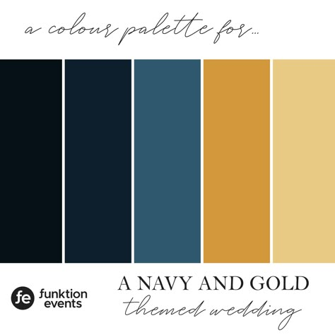 Are you looking ahead to your winter wedding this year? If you’re not chosen a colour palette yet why not feel opulent with Navy and Gold décor.  #weddingcolourpalette #weddingplanning #weddingprep #weddingdecor #weddingdecorations #winterwedding #wedding2020 #wedding2021 #bridesmaiddresses #navygoldwedding Navy Cognac Color Palette, Navy And Gold Palette, Navy Blue Gold Color Palette, Navy Black Gold Color Palette, Colour Palette With Gold, Black White Blue Gold Color Palette, Navy Gold Silver Color Palette, Color Palette Navy Gold, Navy Pallete