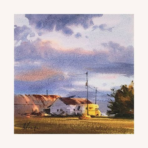 Andy Evanson Watercolor, Atmospheric Watercolor Landscape, Anne Abgott Watercolor, Anne Abgott Watercolor Paintings, Watercolor Masters, Western Watercolor, Andy Evansen, Andy Anderson, Plein Air Watercolor