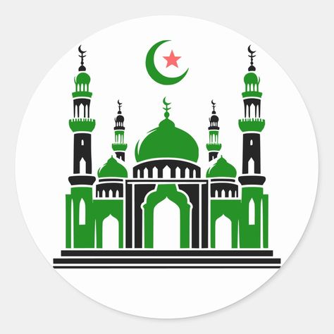 Masjid Nabwi, Mosque Silhouette, Round Stickers, Created By, Stars