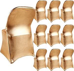 Kinlop 10 Pcs Gold Spandex Stretch Chair Cover, Gold Stretch Chair Slipcovers Fitted Removable Folding Chair Cover Protector for Dining Wedding Home Banquet Party Decor Supplies (Bronzing Color) Dining Wedding, Stretch Chair Covers, Chair Slipcovers, Banquet Party, Slipcovers For Chairs, Chair Cover, Folding Chair, Slipcovers, Party Decor