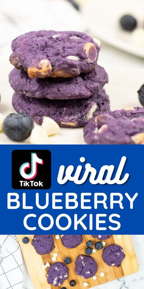 Easy Blueberry Cookies, Blueberry Cookies Recipes, Trending Desserts, Berry Cookies, Tik Tok Viral, Blueberry Cookies, Healthy Cookie Recipes, Cookie Business, Cookies Easy