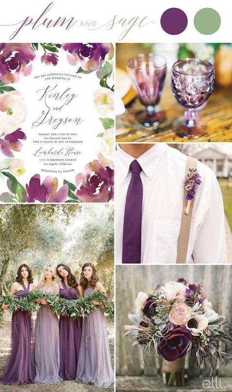 Sage Wedding Colors, Purple And Green Wedding, Wedding Color Scheme, Wedding Color Palettes, Plum Wedding, Wedding Color Trends, Sage Wedding, Wedding Palette, Have Inspiration