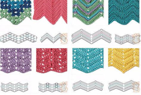 Best 8 Herringbone, Zig Zag Crochet Stitches for Free. More Patterns Like This! Zig Zag Crochet Pattern, Uncinetto Zig Zag, Ripple Stitch Crochet, Crochet Zig Zag, Zig Zag Crochet, Knitting Patterns Free Blanket, Chevron Crochet, Crochet Afghan Patterns Free, Chevron Stitch