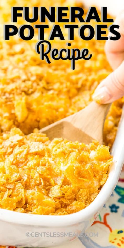 Potluck Potatoes, Party Potatoes, Corn Flake, Cheesy Potato Casserole, Pasta Vegetariana, Buttered Corn, Cheesy Potato, Easy Potato Recipes, Hashbrown Recipes