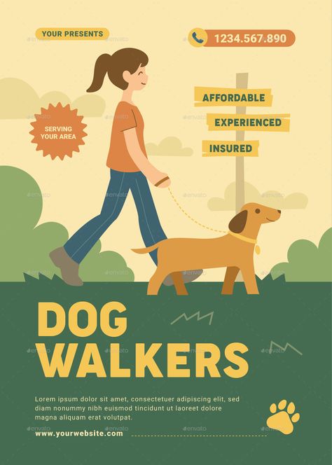 Dog Walking Flyer Dog Walking Flyer, Dog Sitting Business, Walking Dog, Dog Business, Report Design, Be Rich, Freelance Work, Dog Walker, Dog Sitting