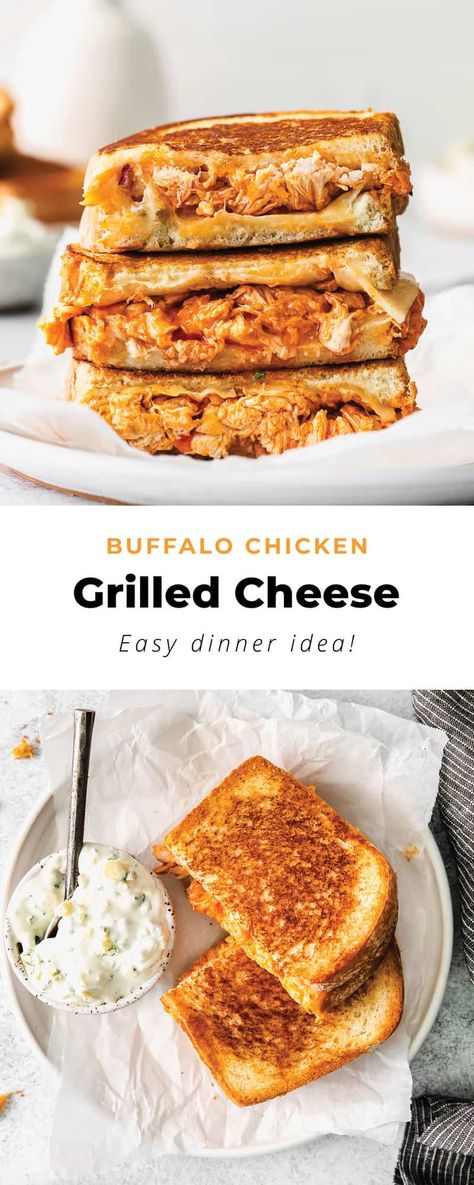 Grilled Cheese Buffalo Chicken, Buffalo Chicken Grilled Cheese Recipes, Buffalo Chicken Grilled Cheese Sandwich, Buffalo Grilled Cheese, Buffalo Chicken Melt Sandwiches, Buffalo Chicken Sandwich Recipes, Shredded Buffalo Chicken Sandwich, Buffalo Chicken Melt, Bbq Chicken Grilled Cheese