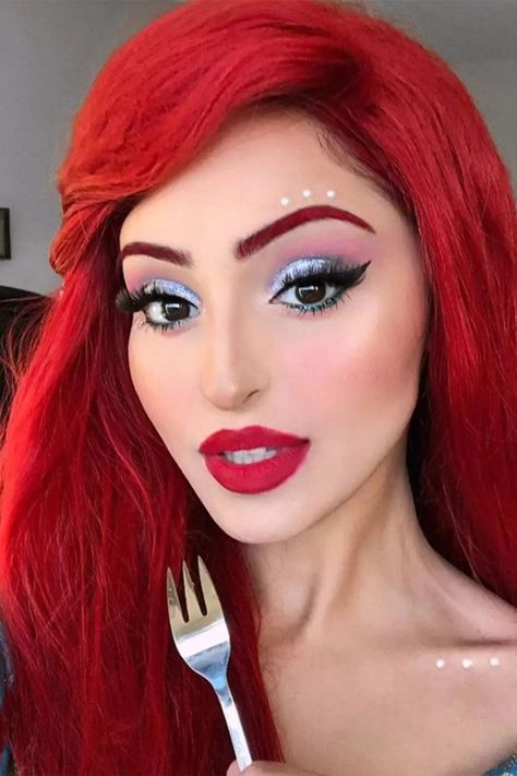 Mermaid Costume Makeup, Little Mermaid Makeup, Ariel Makeup, Disney Character Makeup, Mermaid Makeup Halloween, Disney Princess Makeup, Princess Makeup, Halloween Makeup Pretty, Mermaid Halloween