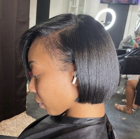 Silk Press On Short 4c Hair, 4c Bob, Natural Hair Short Bob, Longer Bobs, Haircut Trim, December Hairstyles, Short Relaxed Hair, Straight Up Hairstyles, Short Haircuts Black Hair