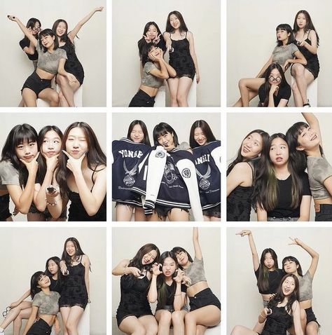 Self Photo Studio Pose Trio, Trio Studio Photoshoot Ideas, Cute Group Picture Poses, Self Shoot Studio Poses Friends, Trio Selfie Pose, 3 Friends Poses Photography, Body Poses Aesthetic, Self Photo Studio Pose, 3 Person Photoshoot Poses