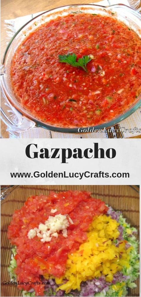 Gazpacho soup recipe, Spanish soup, vegetables, cold soup, healthy soup, #soup #coldsoup #spanishsoup #spanishfood Traditional Gazpacho Recipe, Gazpacho Soup Recipe, Ornish Diet, Lentil Potato, Spanish Soup, Cold Soups, Gazpacho Soup, Stew And Dumplings, Gazpacho Recipe