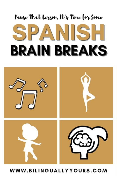 Spanish Club Ideas, Spanish Vocabulary Games, Brain Breaks Elementary, Spanish Teacher Classroom, Spanish Teacher Resources, Spanish Learning Activities, Teaching Lessons Plans, Spanish Classroom Activities, Spanish Games