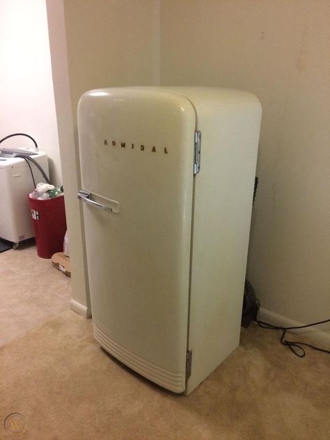 1950's Vintage Admiral Refrigerator. GREAT CONDITION! | #1858995136 1950 Refrigerator, 1950s Refrigerator, Kelvinator Refrigerator, Vintage Kitchen Appliances, Vintage Fridge, Vintage Refrigerator, Old Refrigerator, Vintage Appliances, The Den