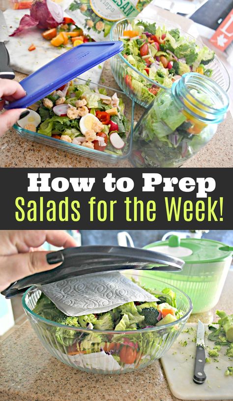 Lunch Salad Prep For The Week, Simple Meal Prep Salad, Salad Food Prep Ideas, Packed Salad For Lunch, Making Salads For The Week, Diy Salads For Lunch, Prep Ahead Salad Ideas, Healthy Salad Prep For The Week, Meal Prepping Salads For The Week