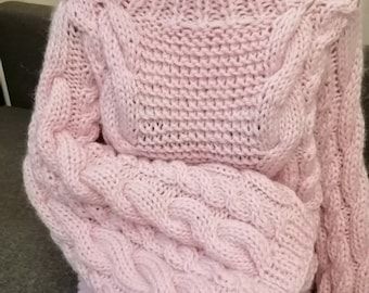 Vanilla Outfit, Pink Knitted Sweater, Knit Sweater Oversized, Soft Knit Cardigan, Oversized Knit Sweater, Light Pink Sweaters, Sweater Chunky, Pink Knit Sweater, Oversized Knit Cardigan