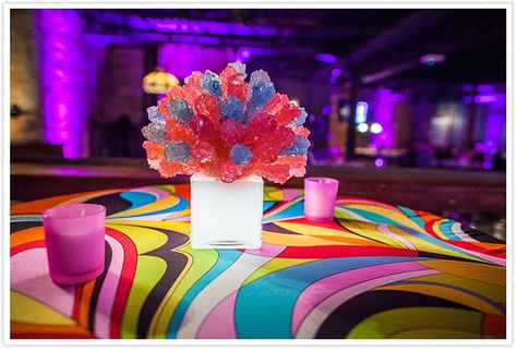 Illuminated Rock candy centerpiece Bat Mitzvah decor by theshowplaceny.com Candy Centerpieces Wedding, Bar Mitzvah Centerpieces Boys, Bas Mitzvah, Bat Mitzvah Centerpieces, Bar Mitzvah Decorations, Cricut Bat Mitzvah, Neon Bat Mitzvah Theme, Bnai Mitzvah Ideas, Candy Centerpiece