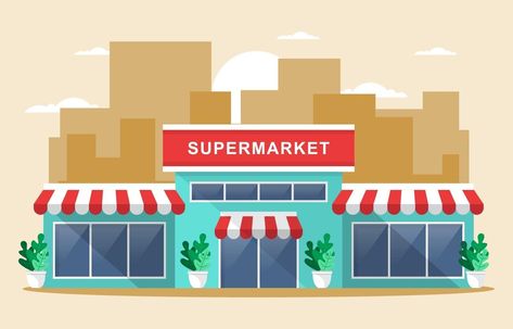 Supermarket Illustration Grocery Store, Grocery Store Drawing Easy, Grocery Drawing, Grocery Store Drawing, Supermarket Drawing, Grocery Store Illustration, Supermarket Illustration, City Miniature, Supermarket Aesthetic