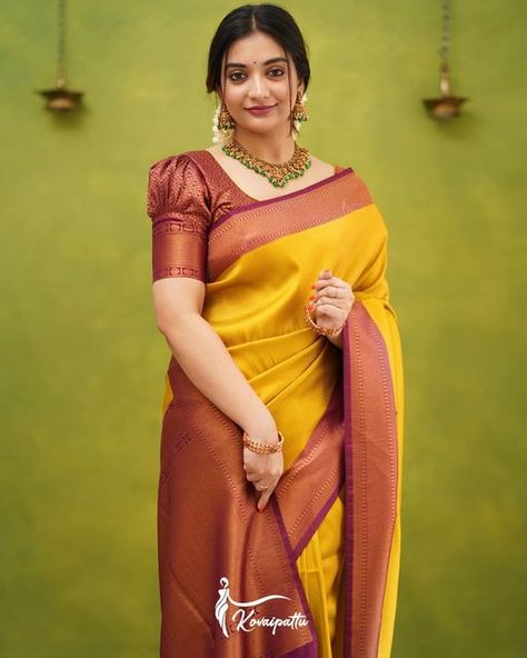 Yellow Saree Design, Tamil Blouse Designs, Pattu Saree Blouse Models, Shalu Saree Blouse Design, Simple Blouse Designs For Saree Pattu, Buff Blouse Designs, Buff Sleeve Saree Blouse, Pattu Saree Blouse Designs Simple Latest, Tamil Outfits