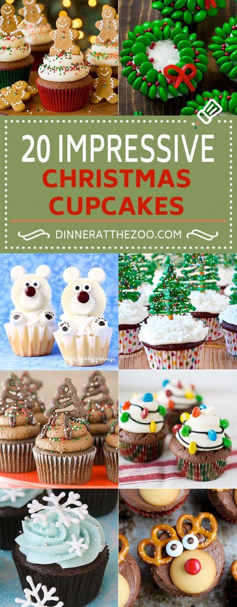 20 Impressive Christmas Cupcakes Holiday Cupcakes Christmas, Cute Christmas Cupcakes, Christmas Cupcake Recipes, Cupcakes Christmas, Christmas Cupcakes Recipes, Christmas Cupcakes Decoration, Christmas Yummies, Xmas Desserts, Recipes Holiday