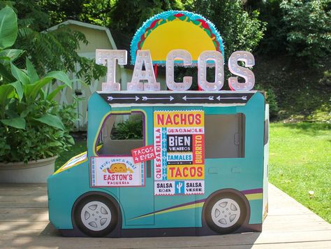 DIY Taco Food Truck | Fun365 Food Truck Party, Mexican Food Menu, Golf Cart Decorations, Taco Food Truck, Art Projector, Taco Food, Street Taco, Burger Party, Vbs Decorations