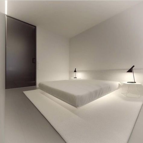 Minimal bedroom Bedroom Lamps Design, Minimalist Dekor, Interior Design Minimalist, Minimal Bedroom, Minimal Interior Design, Minimalist Bedroom Design, Minimalist Apartment, Interior Minimalista, White Bed