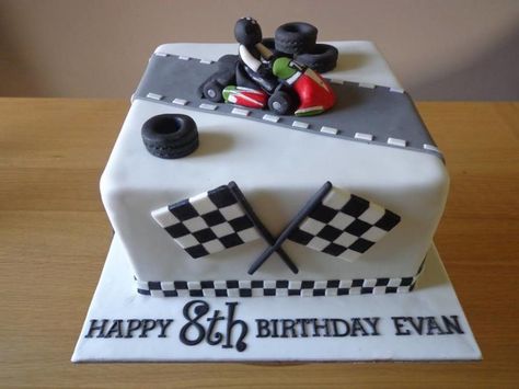 Made this for my friends little boy’s birthday. Thank you for looking. x www.facebook.com/TheCakeNook Go Kart Cake, Racing Cake, Monster Truck Cake, Cake For Boyfriend, Cars Birthday Cake, Fondant Flower Cake, 10 Birthday Cake, Happy 8th Birthday, Truck Cakes