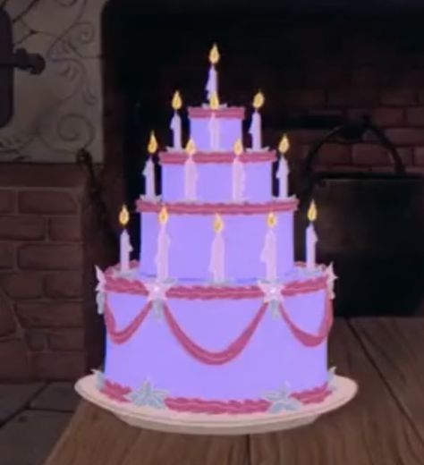 A blue four-tiered cake with pink trimming, green leaves and white flowers made out of icing. 13 candles are shown. Aurora Cake, Beauty Party Ideas, Sleeping Beauty Cake, Sleeping Beauty Wedding, Sleeping Beauty Party, Quince Cake, Butter Cream Frosting, Sweet 16 Themes, Sleeping Beauty 1959