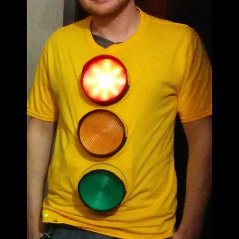 LED Traffic Light Halloween Costume: 10 Steps (with Pictures) Stop Light Costume, Road Sign Halloween Costume, Traffic Sign Costume, Diy Light Up Halloween Costumes, Light Bulb Costume, Traffic Light Costume, Original Costume Ideas, Traffic Light Sign, Light Costume