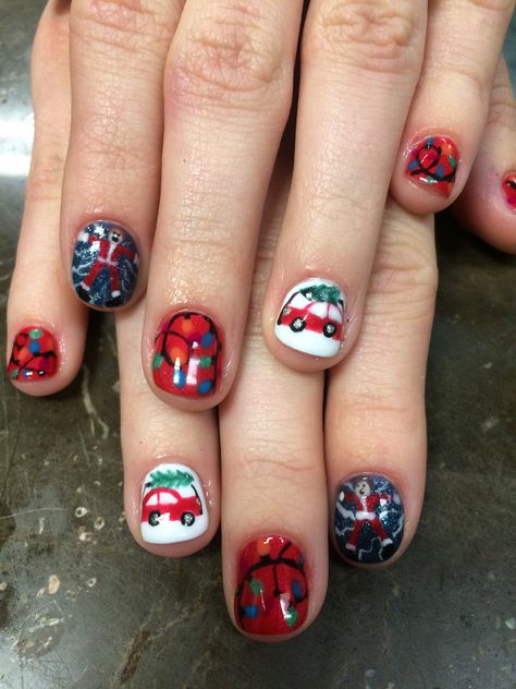 National lampoons Christmas vacation nail art Christmas Vacation Nails, Vacation Nail Art, Lampoons Christmas Vacation, Christmas Nail Stickers, Snowflake Nail Art, National Lampoons Christmas, Diy Acrylic Nails, Lampoons Christmas, Nail Art Stickers Decals