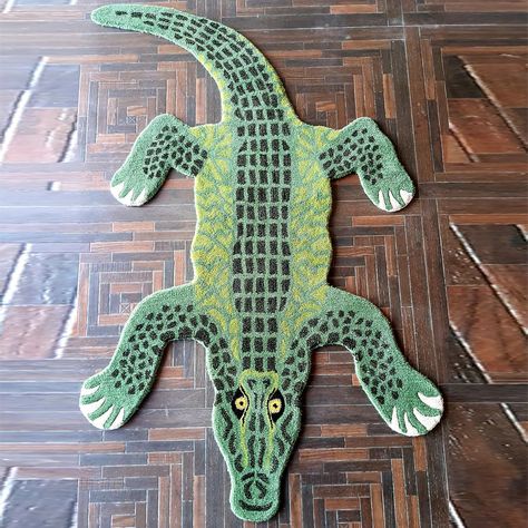 Crocodile Animal Rug wool carpet home decor living/kitchan gift rugs Handtufted Alligator Skin Pattern floor art kids rug runner custom mat Crocodile Animal, Rug For Kids Room, Bedroom Kid, Living Room Mats, Animal Rug, Artisan Rugs, Rugs Handmade, Kid Room, Kids Room Rug