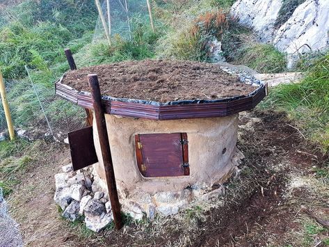 cob chicken coop Natural Chicken Coop, Mud Building, Mud Homes, Hen Coop, Grass Growing, Cob Building, Mud Hut, Duck Coop, Mud House