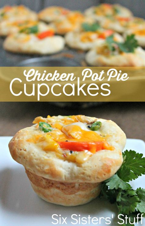 Chicken Pot Pie Cupcakes Recipe Pot Pie Cupcakes, Chicken Pot Pie Cupcakes, Frozen Biscuits, Mini Chicken Pot Pies, Leftover Rotisserie, Mixed Veggies, Pie Cupcakes, Chicken Pot Pie Soup, Beautiful Breakfast