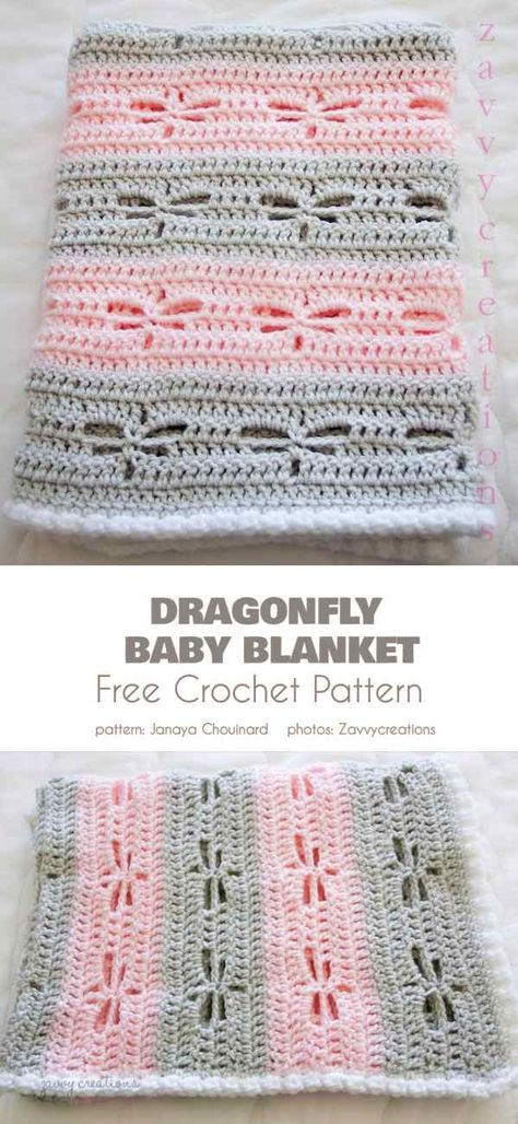 Baby Dragonfly, Baby Blanket Free Crochet Pattern, Beautiful Baby Blanket, Confection Au Crochet, Crochet Blanket Afghan, Crochet Dragon, Crochet Patterns Free Blanket, Dragon Fly, Baby Blanket Pattern