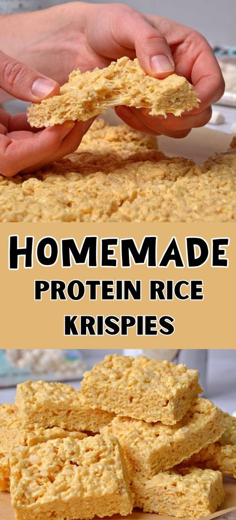 Craft your own nutritious Homemade Protein Rice Krispies for a delightful and energizing snack. Infused with protein-rich ingredients, these crispy treats offer a satisfying crunch with each bite. Perfect for fueling your day or post-workout recovery, they're a wholesome twist on a classic favorite. Enjoy the goodness of homemade goodness with these protein-packed Rice Krispies! Rice Krispie Protein Bars, Low Calorie Rice Crispy Treats, Energizing Snacks On The Go, Crunchy Protein Bars, Cream Of Rice Recipes Breakfast Protein, Protein Balls With Rice Krispies, High Protein Rice Crispy Treats, Healthier Rice Krispie Treats, Protein Cereal Bars