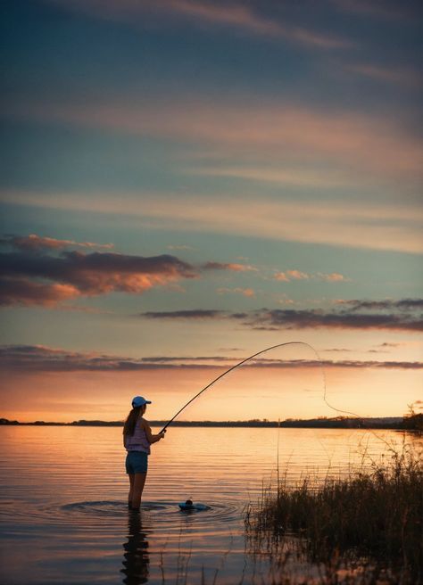 Fishing Girl Aesthetic, Fishing Aesthetic, Girl Fishing, Girls Fishing, Fisher Woman, 30 Day Drawing Challenge, Fishing Photography, Water Pictures, Country Stuff