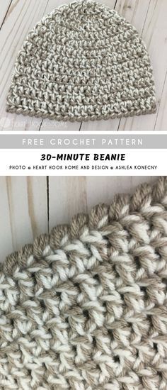 30-Minute Crochet Beanie with Free Pattern | Pattern Center Crochet Hoodies, Crochet Caps, Beanie Pattern Free, Crochet Beanie Pattern Free, Bandeau Au Crochet, Crochet Styles, Crochet Beanies, Crochet Headbands, Crochet Hack