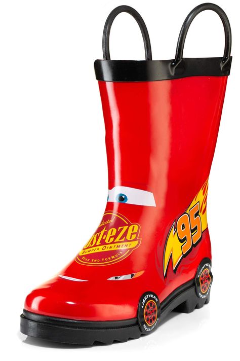 Lightning Mcqueen Crocs, Waterproof Red Rain Boots, Cute Rain Boots For Kids, Rain Slicker, Big Kid Rain Boots, Kids Rain Boots, Cars Characters, Lightning Mcqueen, Kids Socks