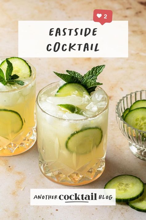 Meet the Eastside Cocktail. Muddled with mint and cucumber, this simple gin cocktail is an effervescent version of a southside cocktail that's super refreshing and perfect for summer. Gin Gimlet, Easy Gin Cocktails, Bartending Tips, Mint Simple Syrup, Cocktail Recipes Easy, Easy Cocktails, Old Fashioned Glass, Gin Cocktails, Fun Cocktails