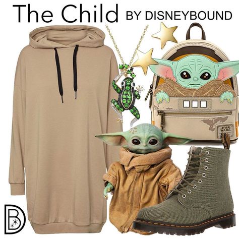 DisneyBound’s Instagram post: “Hey! Baby! Do the magic hand thing! 💚 #disneybound @leslieakay” Star Wars Disneybound, Hoodie Backpack, Disney Bound Outfits Casual, Disney Wear, Disney Themed Outfits, Star Wars Fashion, Disney Inspired Fashion, Nerd Fashion, Character Inspired Outfits