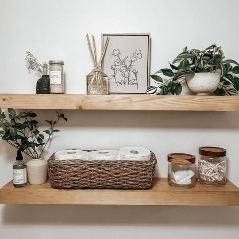 36" Floating Wood Shelf Walnut - Threshold™: Modern Storage, Open Shelving : Target Finds Bathroom Shelves Accessories, Bathroom Open Shelving, Open Shelving Decor, Floating Wood Shelf, Shelving Decor, Neutral Bathroom Decor, Open Bathroom, Shelves Bathroom, Floating Shelf Decor