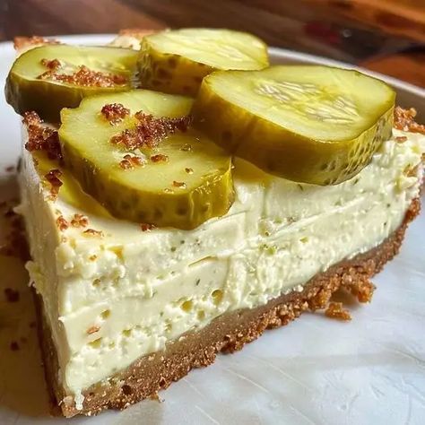 Pickle Cheesecake Recipe - Savory & Unique! - optimal recipes Pickle Cheesecake, Unique Cheesecake Recipes, Unique Cheesecake, Optimal Recipes, Savory Cheesecake, Savory Dessert, Savory Cheese, Xmas Dinner, Protein Ball