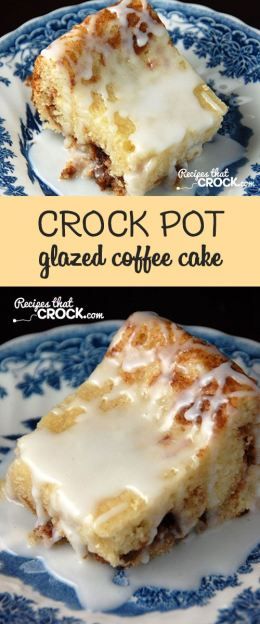 This delicious Crock Pot Glazed Coffee Cake is so easy a two year old can help! Crockpot Cake, Crockpot Desserts, Crockpot Dessert Recipes, Crock Pot Food, Coconut Dessert, Egg Replacer, Crock Pot Desserts, Crockpot Ideas, Slow Cooker Desserts