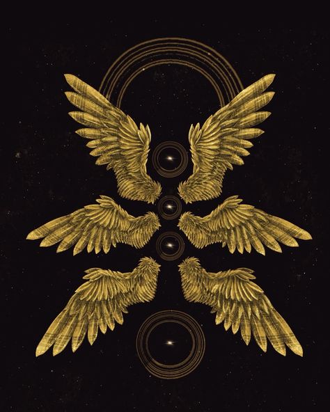 #angel#seraphim#bible#religion#christmas#jesuschrist#cherubim#wongs#magic#mystic#occult#esoteric#metaphoriccards#gold#golden Angel Seraphim, Angel, Black