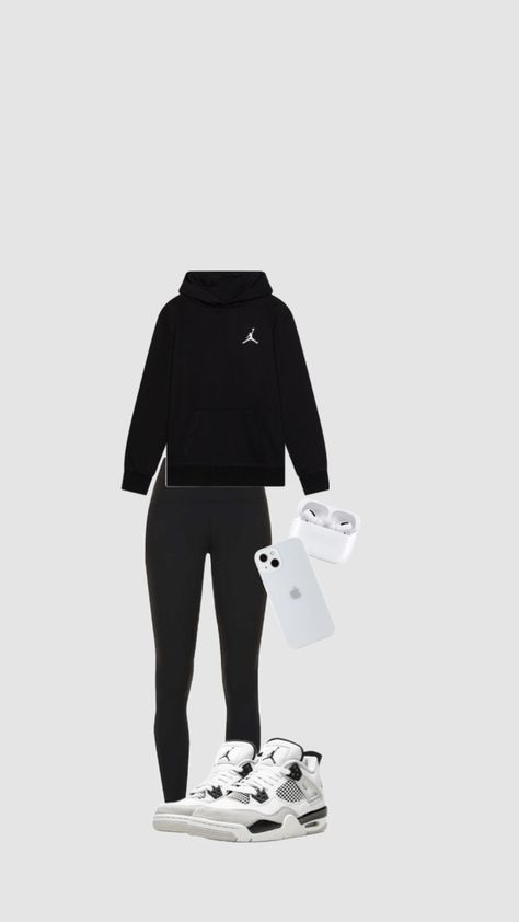 #jordans #nike #leggings #hoodie #iphone #airpods Jordans With Leggings, Hoodie And Leggings Outfit, Nike Legging, Jordans Nike, Iphone Airpods, Comfy Outfits Winter, Leggings Hoodie, Cute Nike Shoes, Cute Outfits For School