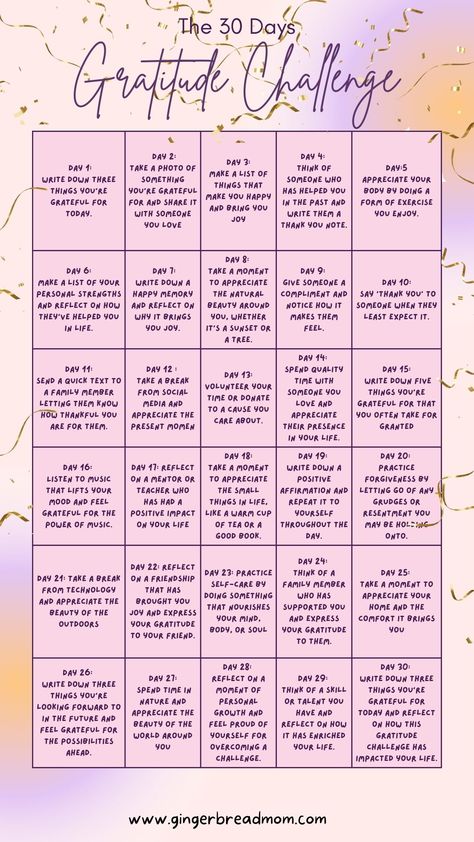 The 30-day gratitude challenge is a simple yet powerful way to cultivate gratitude in your life. By focusing on what you are grateful for, you can improve your mental health, relationships, and overall sense of well-being. So why not give it a try? Start today and see how it can transform your life. #gratitudechallenge #selfcare #wellness #gratitudequotes #practisinggratitude #mindfulness #selfcare #selfcaresundays #afirmation #positiveaffirmation #selfesteem 30 Days Gratitude Challenge, Grateful Challenge 30 Day, December Gratitude Challenge, Gratitude Challenge 30 Day, 30 Day Gratitude Challenge, 30 Days Of Gratitude, Morning Gratitude, Journal Challenge, Gratitude Challenge