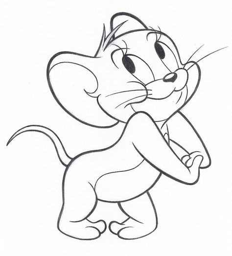 Desenho Tom E Jerry, Disney Character Drawings, Easy Disney Drawings, Disney Drawings Sketches, Easy Cartoon Drawings, Disney Art Drawings, Cartoon Painting, Cartoon Coloring Pages, Simple Cartoon