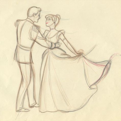 Disney Couple Drawings, Tvd Art, Animation Poses, Story Sketch, Cinderella Drawing, Etsy Paintings, Bill Peet, Prince Drawing, Princess Artwork