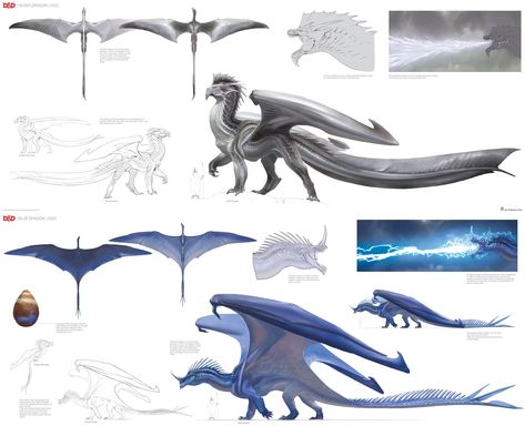 Fantasy Dragon Concept Art, Dragon Design Concept, Blue Dragon Art, Dragon Concept Art, Robot Animal, Mythical Creatures Fantasy, Dnd Dragons, Dreamworks Dragons, Dragon Sculpture