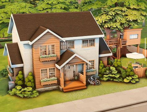 Eco Family Home, Sims 4 House Inspo Exterior, Growing Together Sims 4 House, The Sims 4 Starter Home, Sims 4 San Sequoia House, San Sequoia House Sims 4, 30x20 House Plans Sims 4, Strangerville House Sims 4, Newcrest Sims 4 Layout